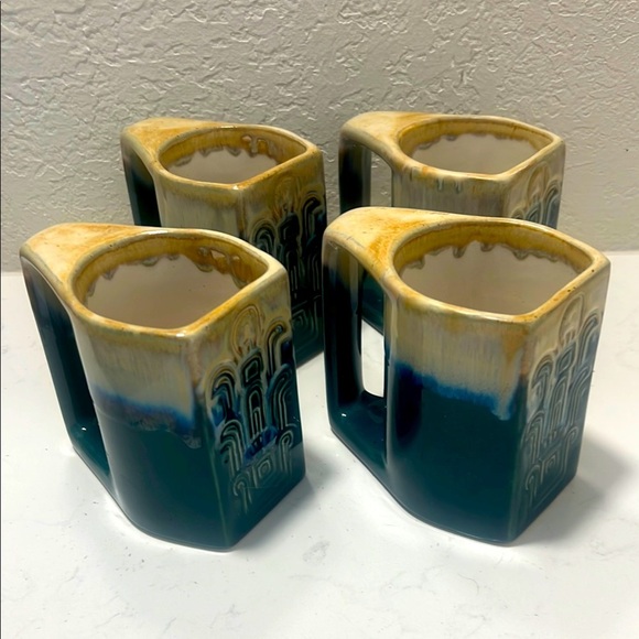 Vintage Rodolfo Padilla Drip Glazed Stoneware Mugs (4) EUC - Picture 1 of 5